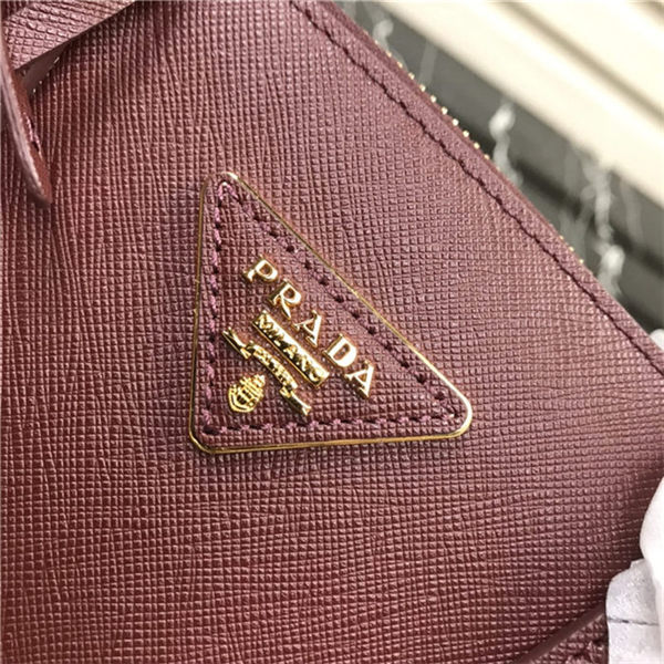 Prada Medium Galleria Bag In Saffiano Leather Burgundy High