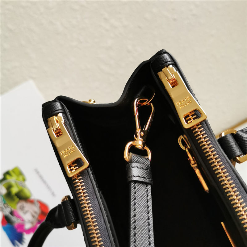 Prada Medium Galleria Bag In Saffiano Leather Black High