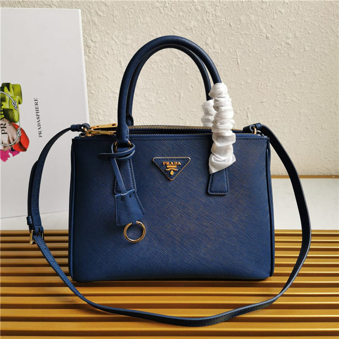 Prada Medium Galleria Bag In Saffiano Leather Blue High