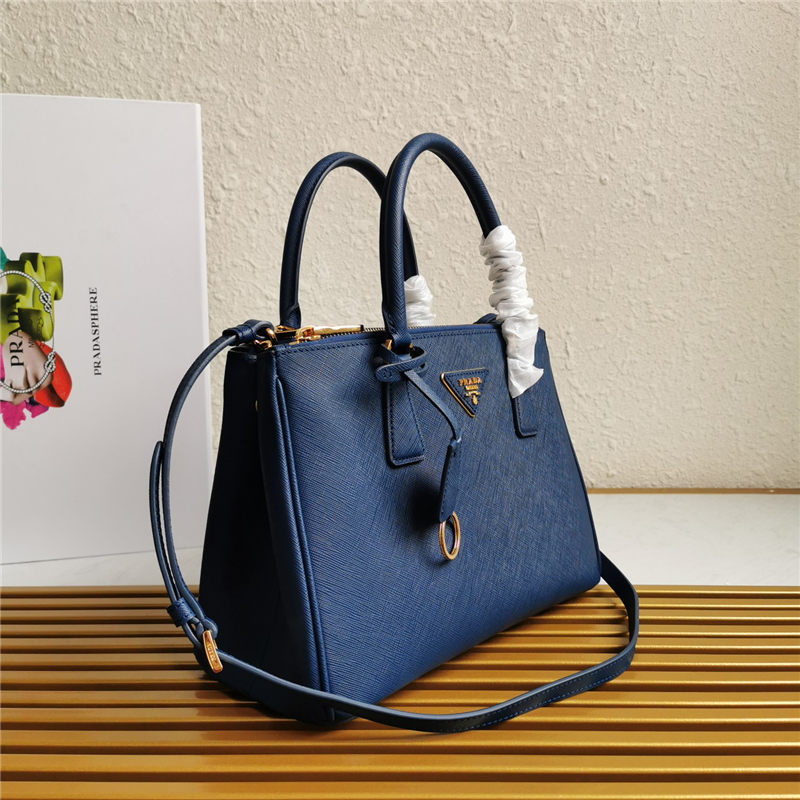 Prada Medium Galleria Bag In Saffiano Leather Blue High