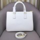 Prada Large Galleria Bag In Saffiano Leather White High