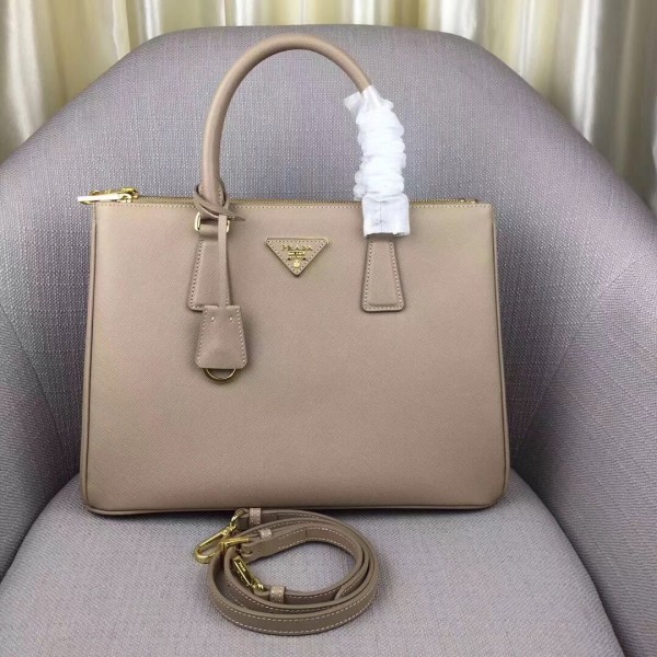 Prada Large Galleria Bag In Saffiano Leather Grey High