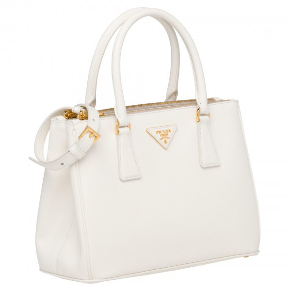 Prada Medium Galleria Bag In Saffiano Leather White High