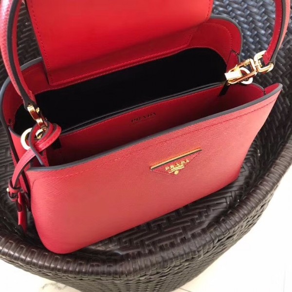 Prada Matinee Mini Bag In Red Saffiano Leather High