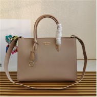 Prada Large Saffiano Leather Handbag Tote Taupe High