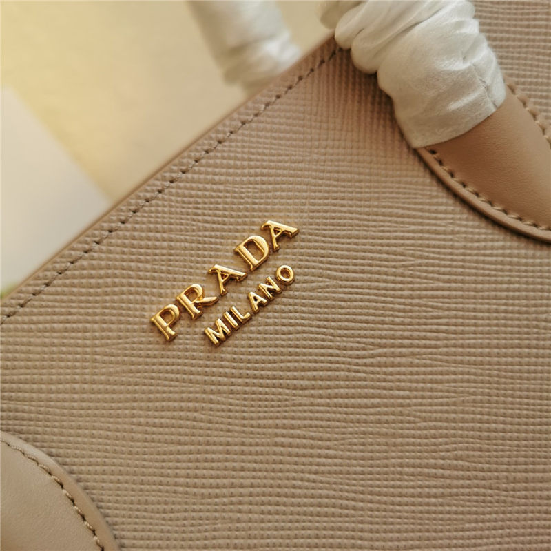 Prada Large Saffiano Leather Handbag Tote Taupe High