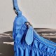 Prada Mini Hobo Bag In Blue Nylon and Leather High