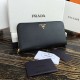 Prada Zipped Wallet In Black Saffiano Leather High