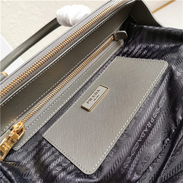 Prada Medium Galleria Bag In Saffiano Leather Grey High