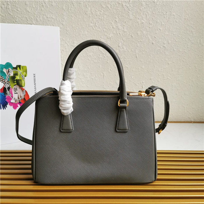 Prada Medium Galleria Bag In Saffiano Leather Grey High