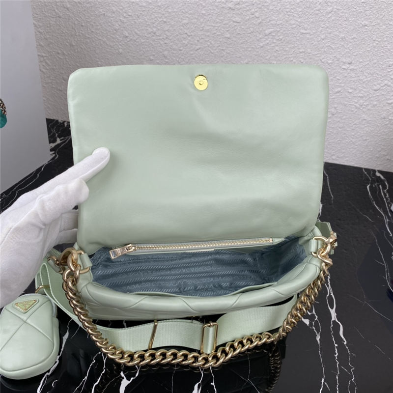 Prada System 28cm nappa leather patchwork bag Green High