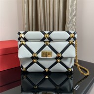 Valentino GARAVANI ROMAN STUD NAPPA CHAIN BAG Black/White High