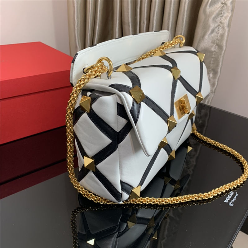 Valentino GARAVANI ROMAN STUD NAPPA CHAIN BAG Black/White High