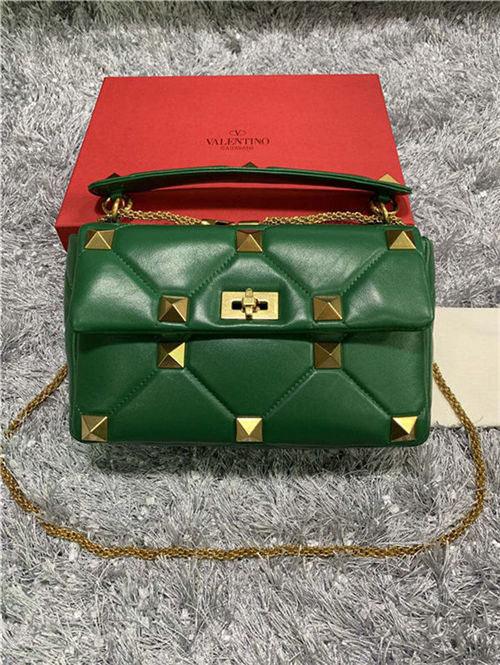 Valentino GARAVANI ROMAN STUD NAPPA CHAIN BAG Green High