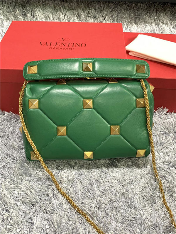 Valentino GARAVANI ROMAN STUD NAPPA CHAIN BAG Green High