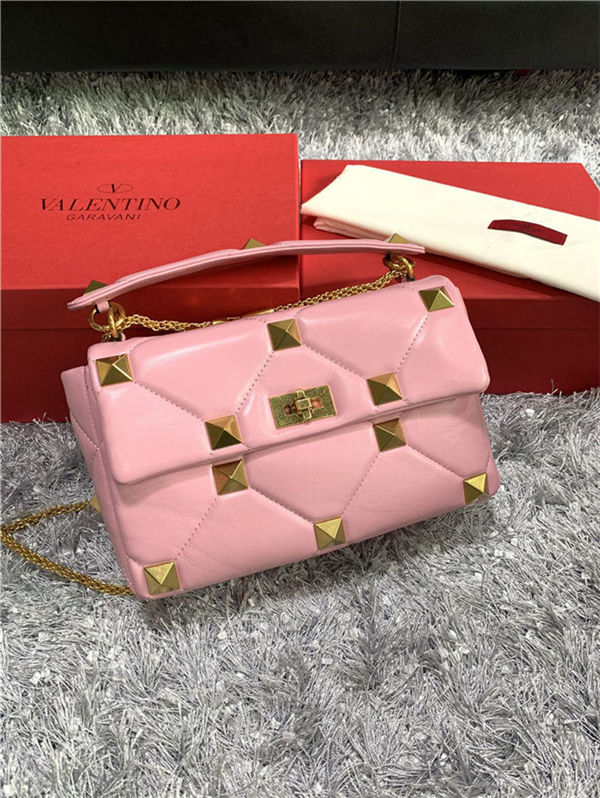 Valentino GARAVANI ROMAN STUD NAPPA CHAIN BAG Pink High