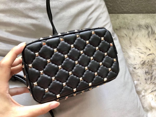 Valentino Mini Spike Bucket Bag Black High