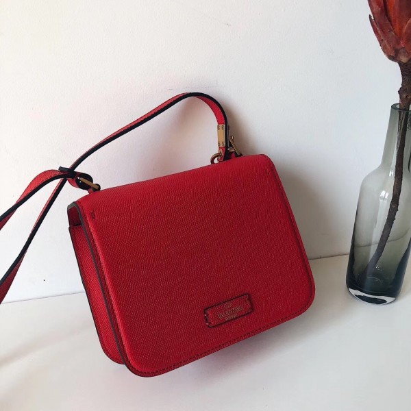 Valentino Small Vsling Shoulder Bag In Red Grainy Leather High