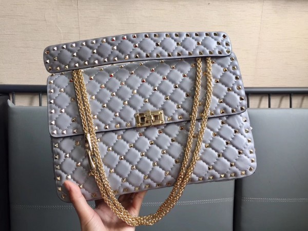 Valentino Large Spike Bag Lambskin In Pale Blue High