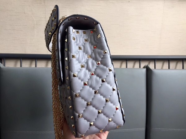 Valentino Large Spike Bag Lambskin In Pale Blue High