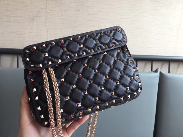 Valentino Spike Small Bag Lambskin Black High