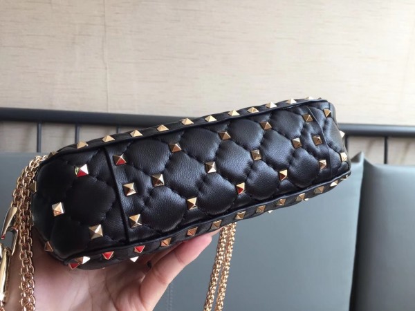 Valentino Spike Small Bag Lambskin Black High