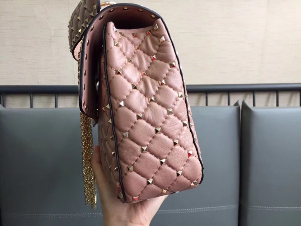 Valentino Large Spike Bag Nappa Leather In Poudre High