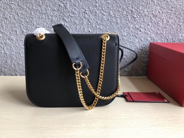 Valentino Small Vlock Shoulder Bag In Black Calfskin High