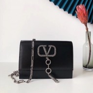 Valentino Vcase Black Chain Bag With Swarovski Crystals High