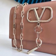 Valentino Vcase Small Chain Bag In Nude Calfskin High