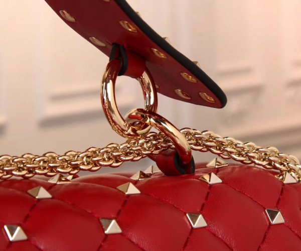 Valentino Large Free Spike Chain Bag Red High