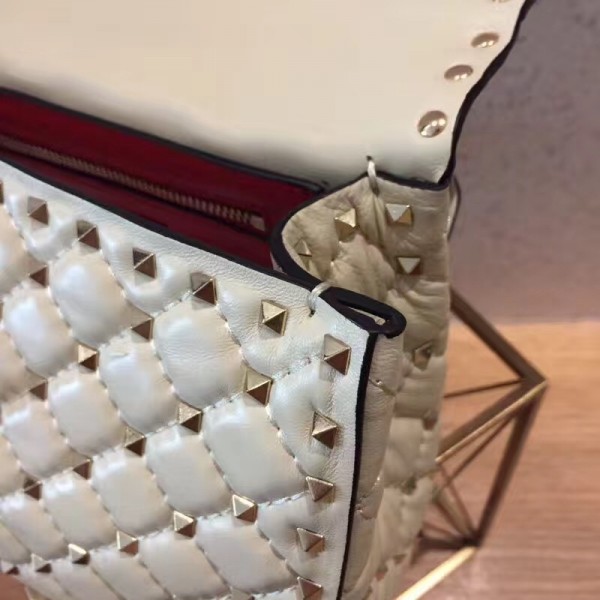 Valentino Spike Medium Bag Lambskin White High