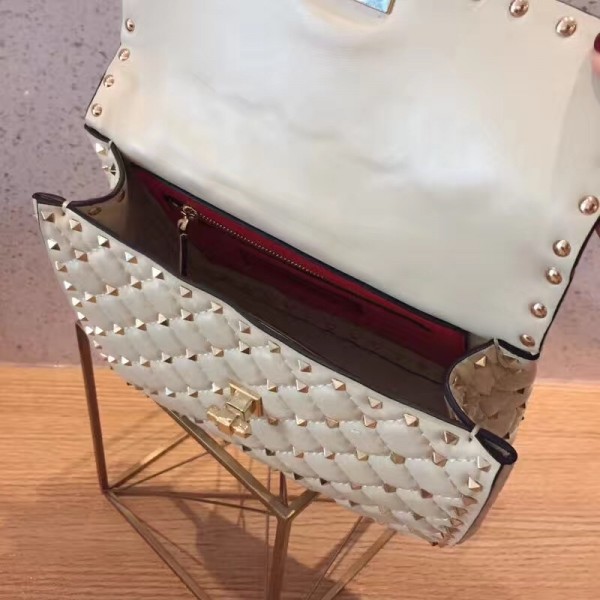 Valentino Spike Medium Bag Lambskin White High