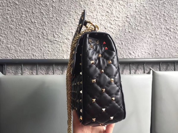 Valentino Spike Medium Bag Lambskin Black High