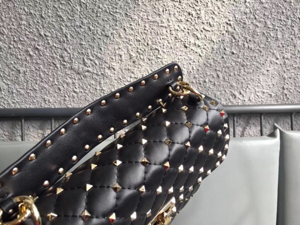 Valentino Spike Medium Bag Lambskin Black High