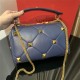 Valentino GARAVANI ROMAN STUD NAPPA CHAIN BAG Dark Blue High