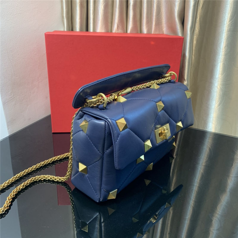 Valentino GARAVANI ROMAN STUD NAPPA CHAIN BAG Dark Blue High