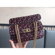 Valentino Spike Small Bag Lambskin Bordeaux High