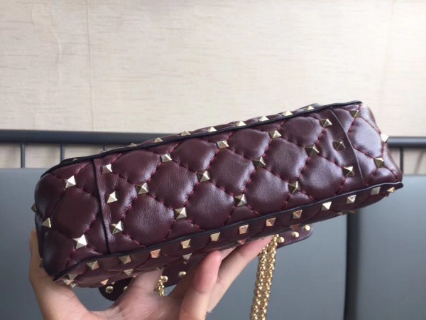 Valentino Spike Small Bag Lambskin Bordeaux High