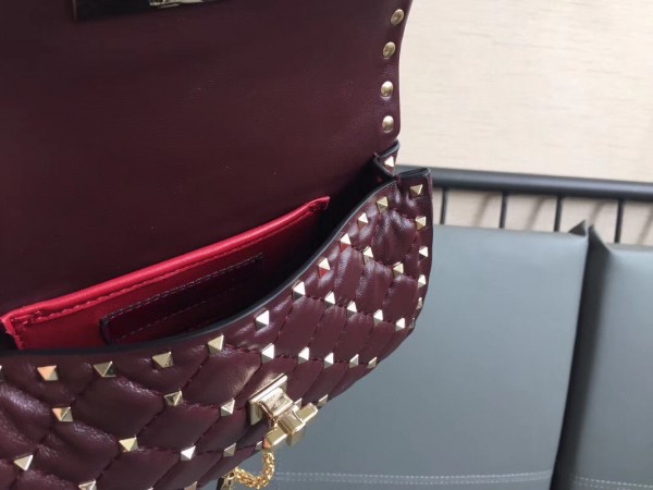 Valentino Spike Small Bag Lambskin Bordeaux High