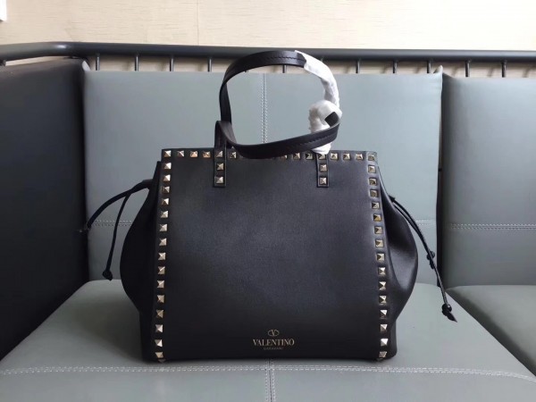 Valentino Black Double Handle Drawstring Bag High