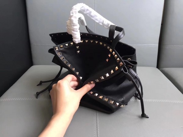 Valentino Black Double Handle Drawstring Bag High