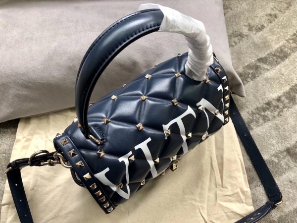 Valentino Garavani Quilted Candystud Bag Blue VLTN High