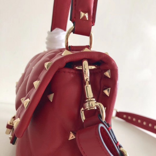 Valentino Candystud Mini Handbag In Red Lambskin High