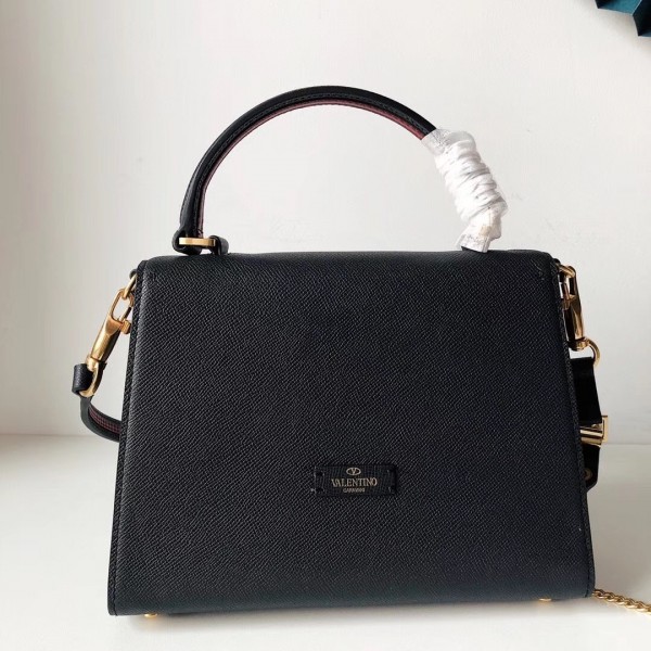 Valentino Small Vsling Handbag In Black Grainy Calfskin High