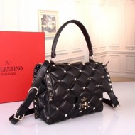 Valentino Garavani Quilted Candystud Top Handle Bag Black High