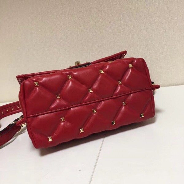 Valentino Garavani Quilted Candystud Top Handle Bag Red High