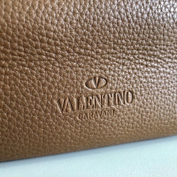 Valentino Large Shopping Bag In Brown Leather High