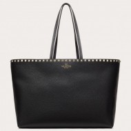 Valentino Large Shopping Bag In Black Leather High