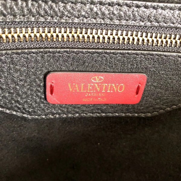 Valentino Large Shopping Bag In Black Leather High